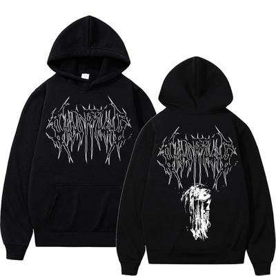 Sudadera con Capucha Gráfica Squeeze de Rapper Ghostemane Sudaderas para Hombre Moda Estampado Gráfico con Letras Harajuku Jersey con Capucha Ropa Deportiva