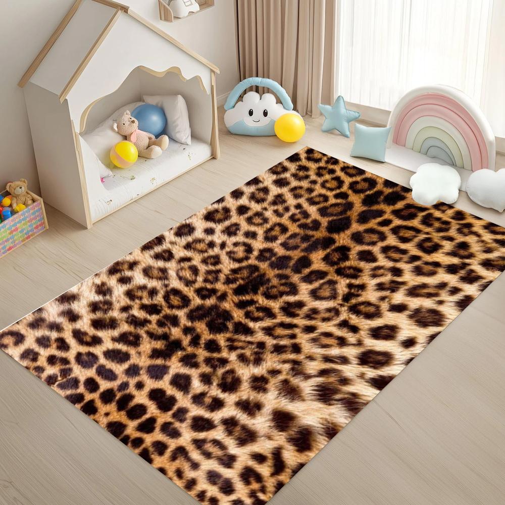 Teppiche mit Leopardenmuster Teppiche für Sofas und Stühle Wohnzimmer Schlafzimmer Bodenteppich Kinderspielteppich Rutschfester maschinenwaschbarer Teppich Heimdekoration