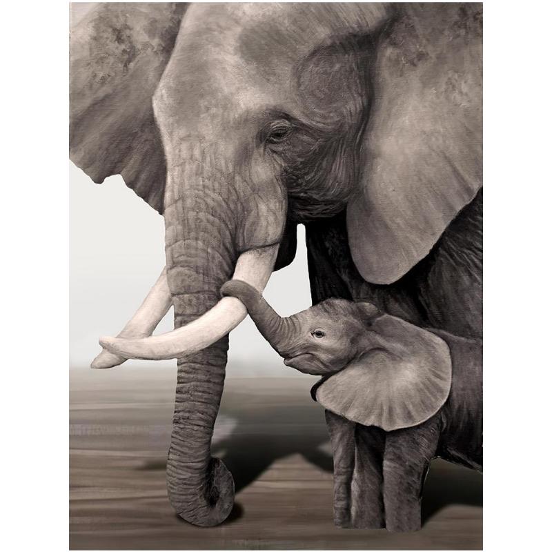 Vahşi doğa, fil, aile posterleri, tuval, resim, hayvan, baba, anne, çocuk, sevgi, modern oda için duvar sanatı resim