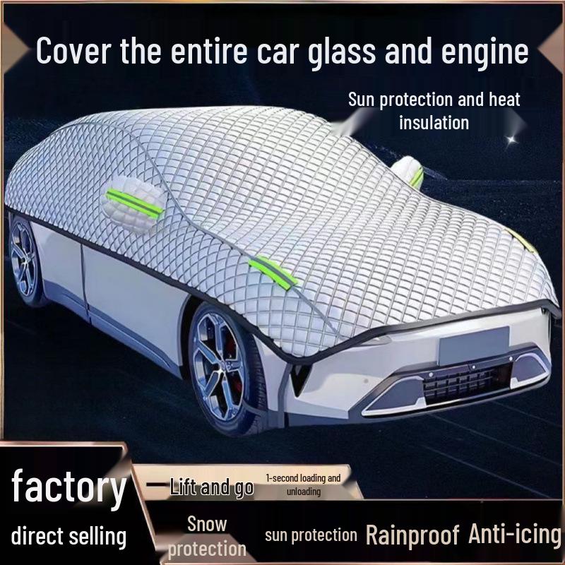 

Универсальный солнцезащитный чехол-получехол на автомобиль - Теплоизоляция и защита от УФ-лучей, Алюминиевая пленка для всех сезонов, Утолщенный, Большой размер Sedan/Common