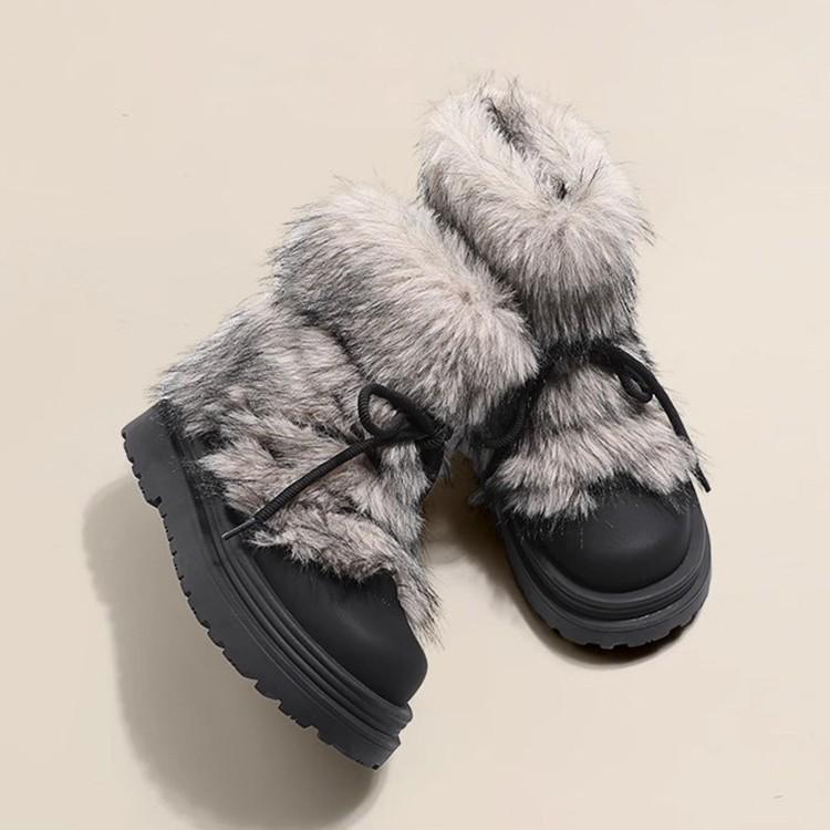 Winter Heater~ Mao Mao Non-slip Snow Boots Women's 2025 Autumn and Winter Thickened Plush Platform Cotton Shoes Big Head Short Boots