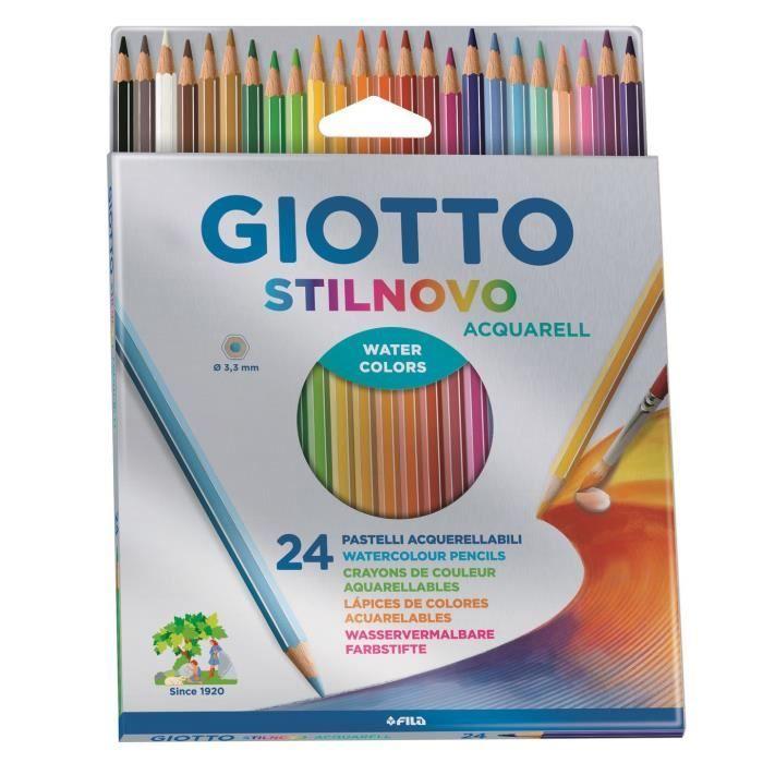 Crayons de couleurs - giotto - stilnovo aquarell - 24 couleurs - effet aquarelle - résistants