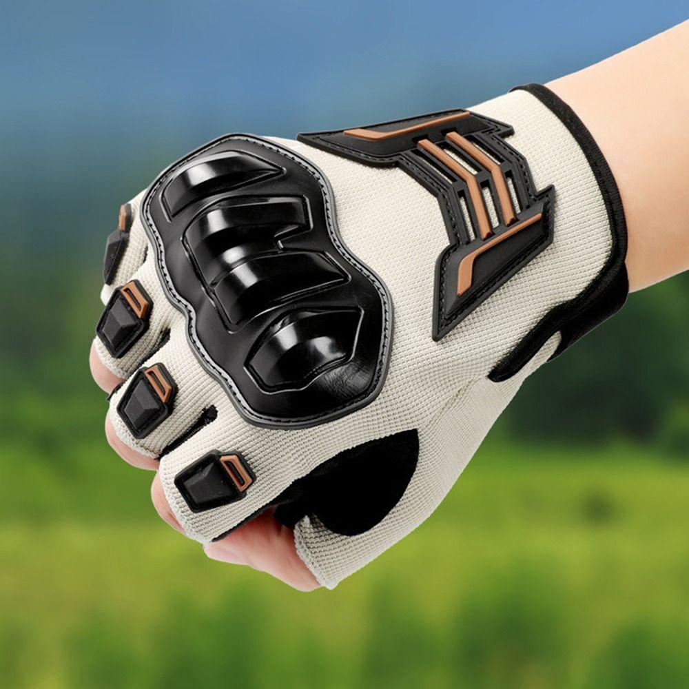1 Pair Half Finger Motorcycle Gloves Anti-slip Anti-fall Cycling Gloves Adjustable Breathable Driving Gloves for Men and Women