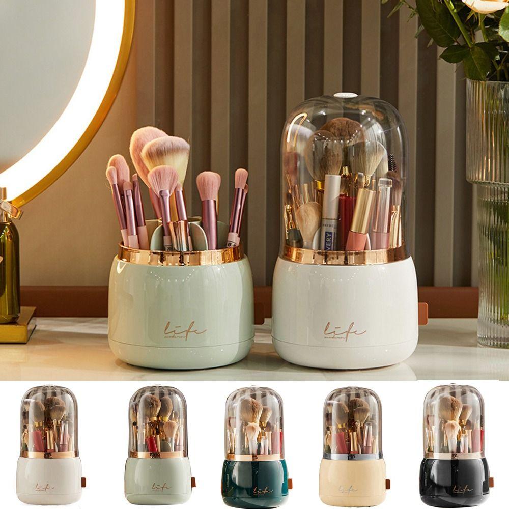 

Dustproof Cosmetic Storage Bucket Plastic Desktop Cosmetic Organizer Makeup Brush