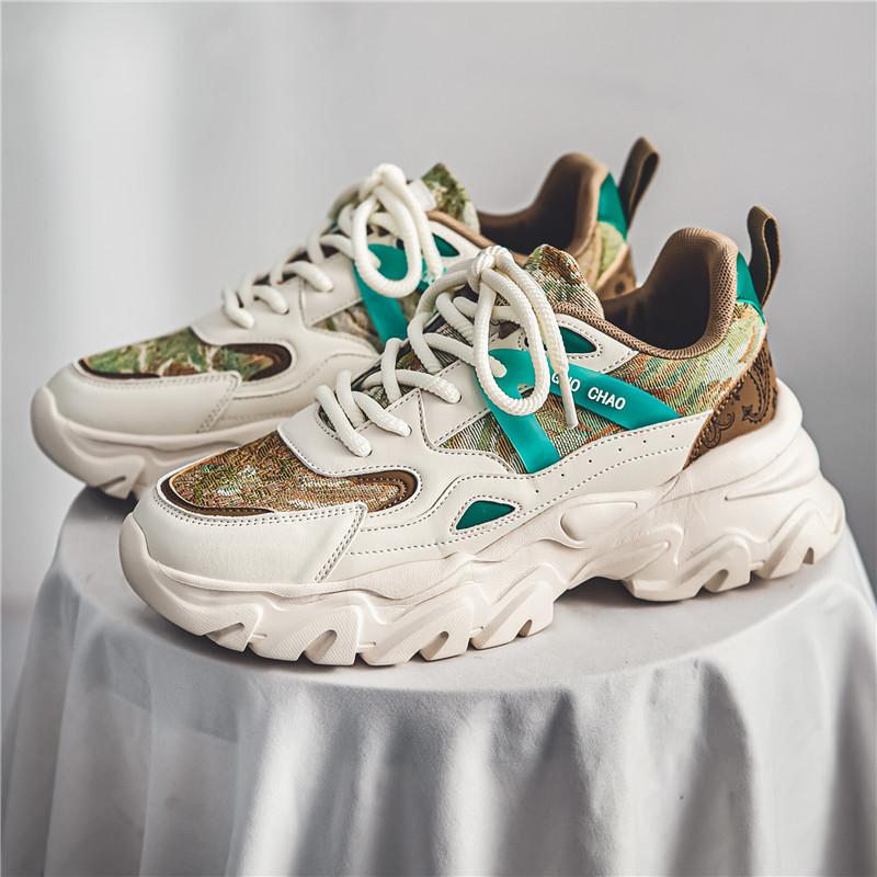 Spring new thick-soled breathable dad shoes men's casual shoes sports shoes heightening men's shoes