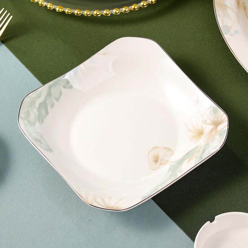 Jieyachie 8.5-inch Morning Glory Ceramic Deep Plate Set