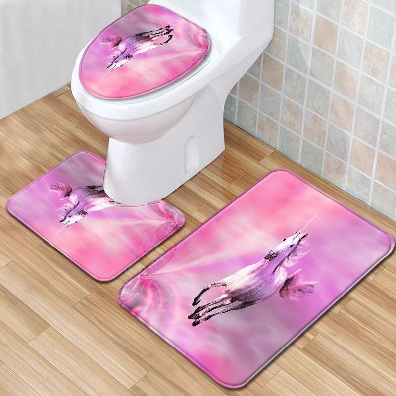 Einhorn Badezimmer Bodenmatte Toilette Dreiteiliges Set