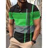 Men Geometric Color Block Short Sleeve Textured Polo Shirt