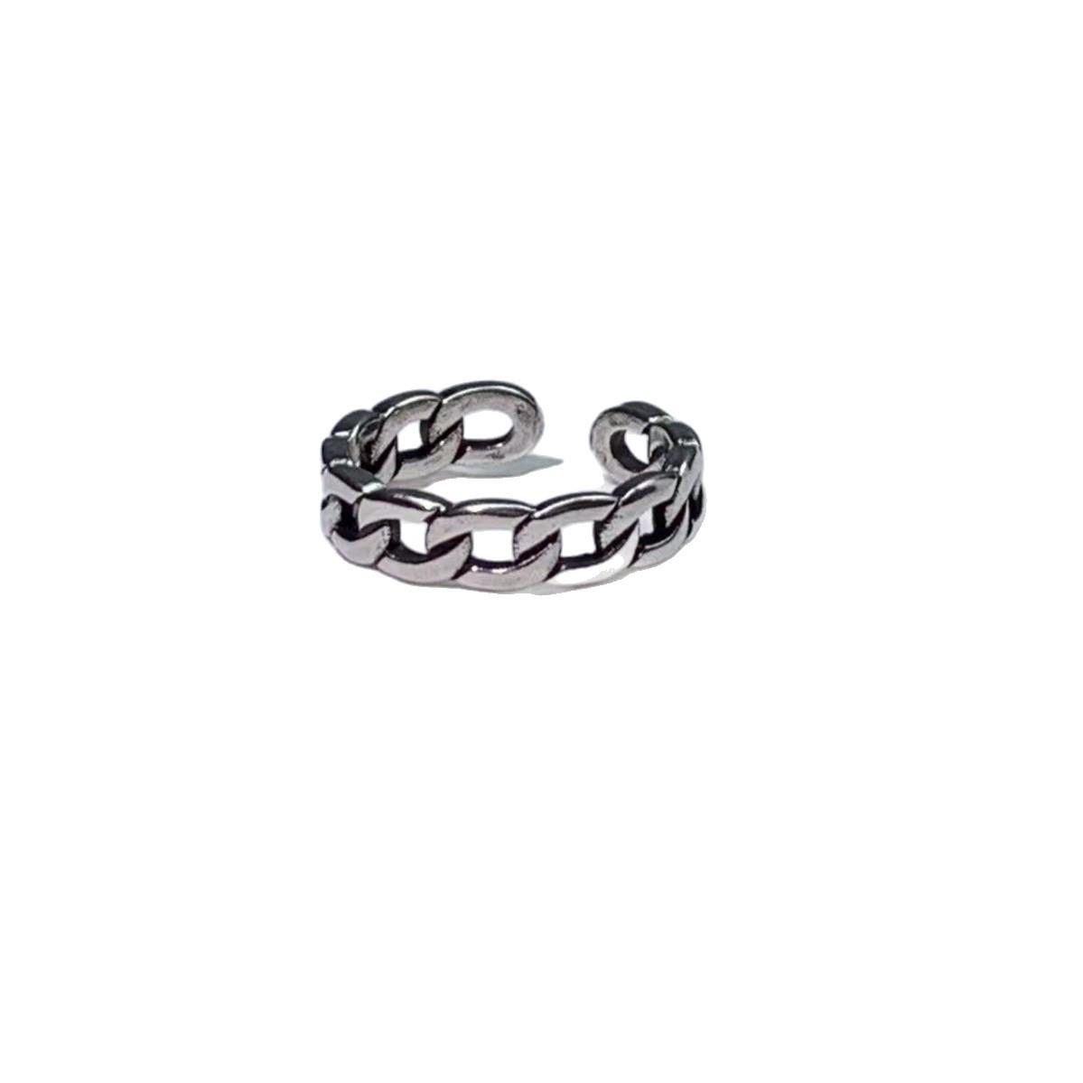 Retro Silver Twist Chain Unisex Open Ring - Stylish Hong Kong Design Open Adjustable античный серебряного