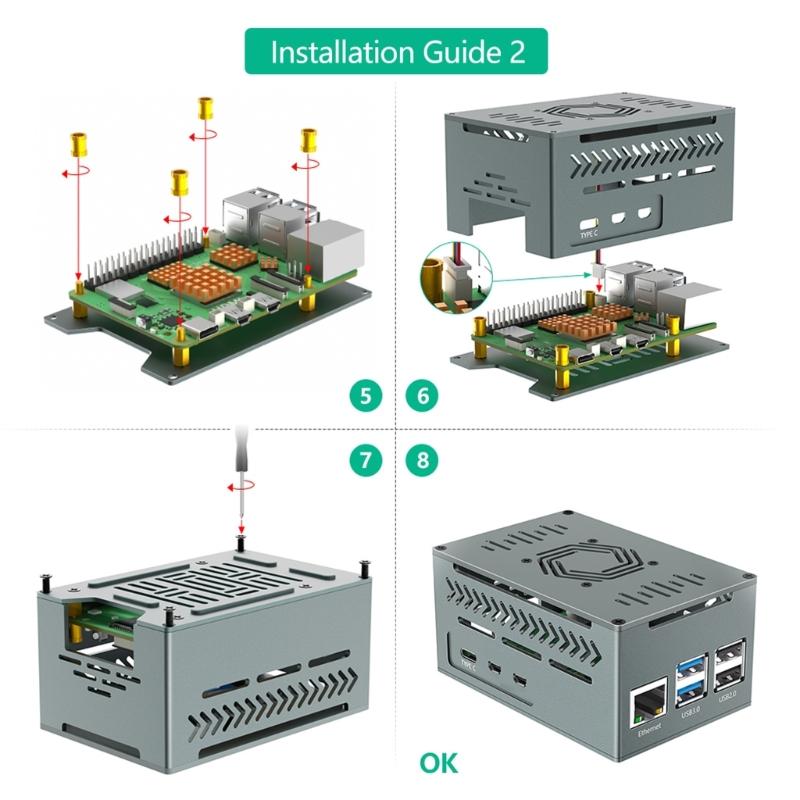 Aluminum Enclosure Box For RPI 5 Board Case With Quiet Efficient Fan and Heatsinks Enhances Performances