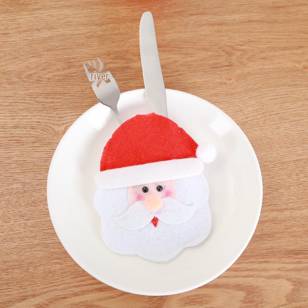 Santa Claus Cutlery Covers: Festive Christmas Knife & Fork Holders - Creative Cartoon Tableware Set