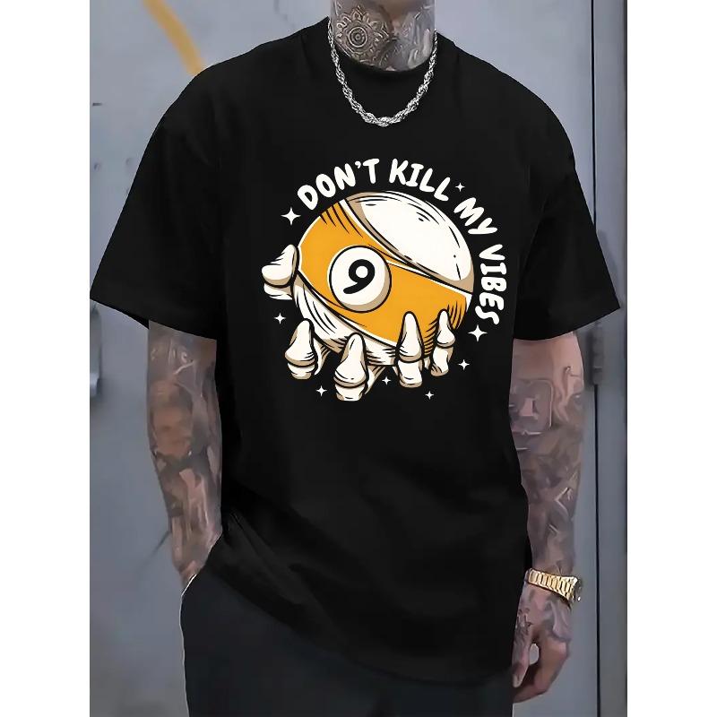 European sizes Stylish, Elegant, And Easy Print Men'S Short-Sleeved T-Shirt - Ball Pattern, Hand-Held Design, Comfortable And Breathable