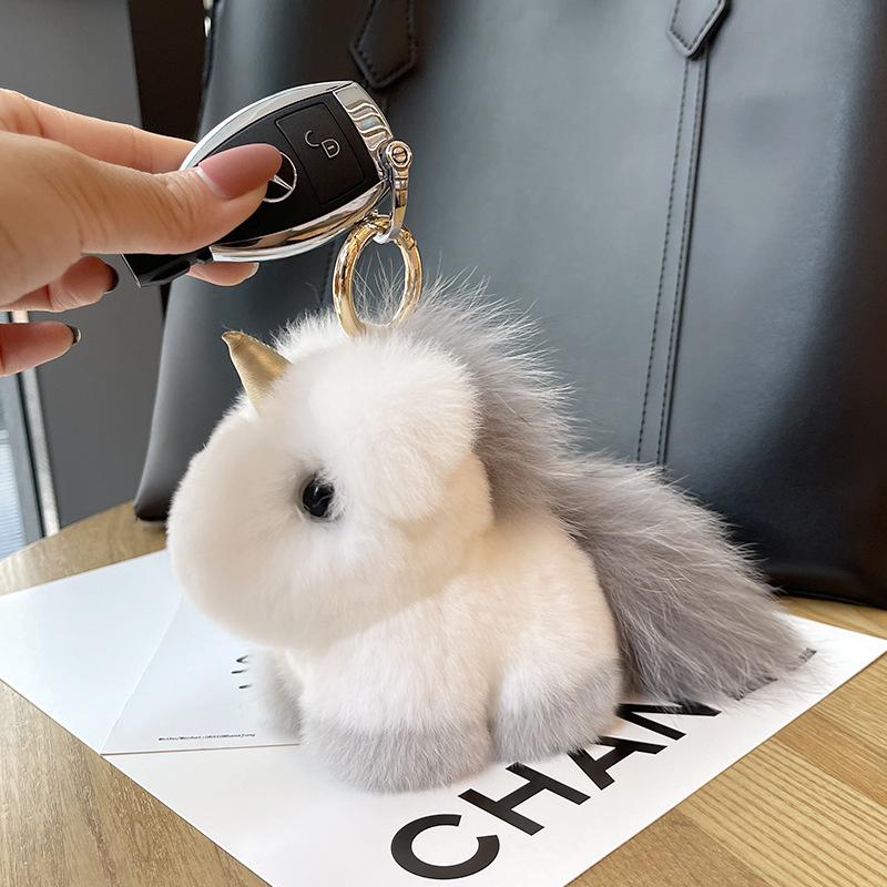 Luxury Jewelry Cute Unicorn Plush Keychains Fake Otter Fur Keychain Mini Gift for Girlfriend Key Ring Accessories for Women