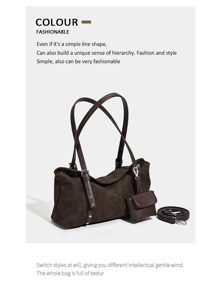 Retro Wildleder Große Kapazität Damen Schulter- und Umhängetasche - Herbst/Winter Vielseitiges Design