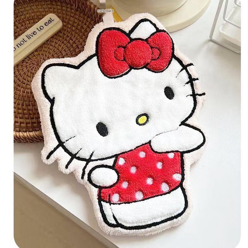 Cute Coral Fleece Hanging Hand Towel for Kitchen & Bathroom