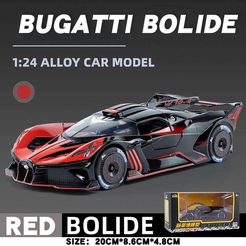 1/24 Scale Bugatti Bolide Alloy Sport Car Model Diecast Metal Toy Racing Vehicles Sound and Light Toy Collection Gift for Childrens