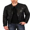 Jachetă motociclist din piele de miel neagră pentru bărbați Noora, cu buzunar cu fermoar și cu fermoar - JS26