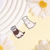 Pure White Weasel Flower Face Brooch - Cute Cartoon Ferret Metal Badge with Mink Pattern