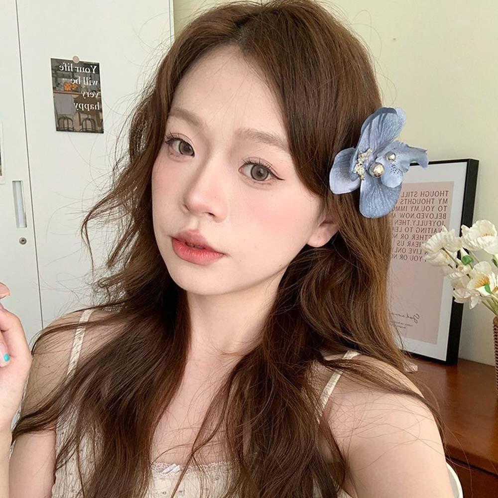 

Cloth Butterfly Orchid Hair Clip Denim Bohemian Style Hairpin Girls Side Clip Ponytail Holder Style 3