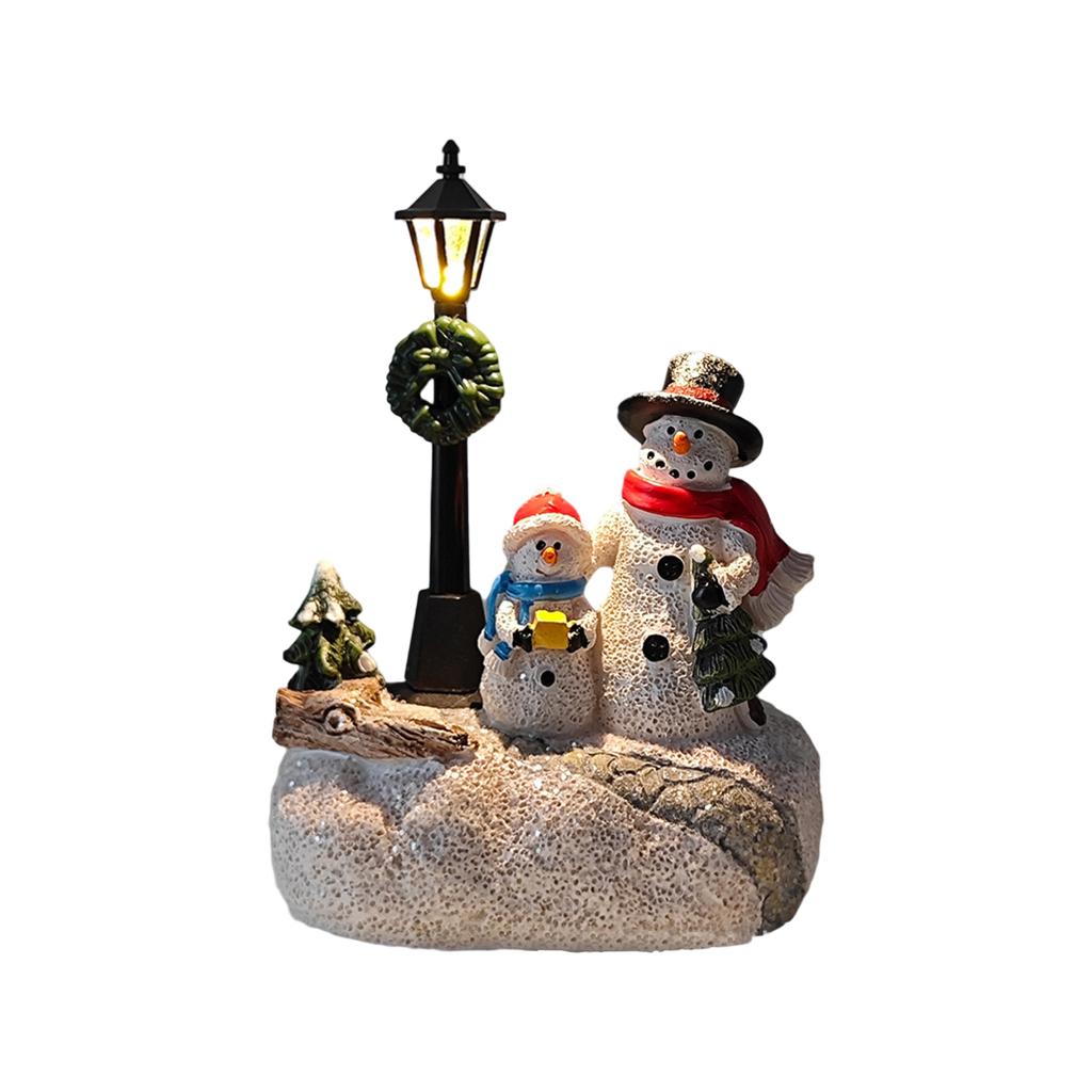 Christmas Decorations Luminous Old Man Snowman Elk Desktop Ornaments Resin Crafts