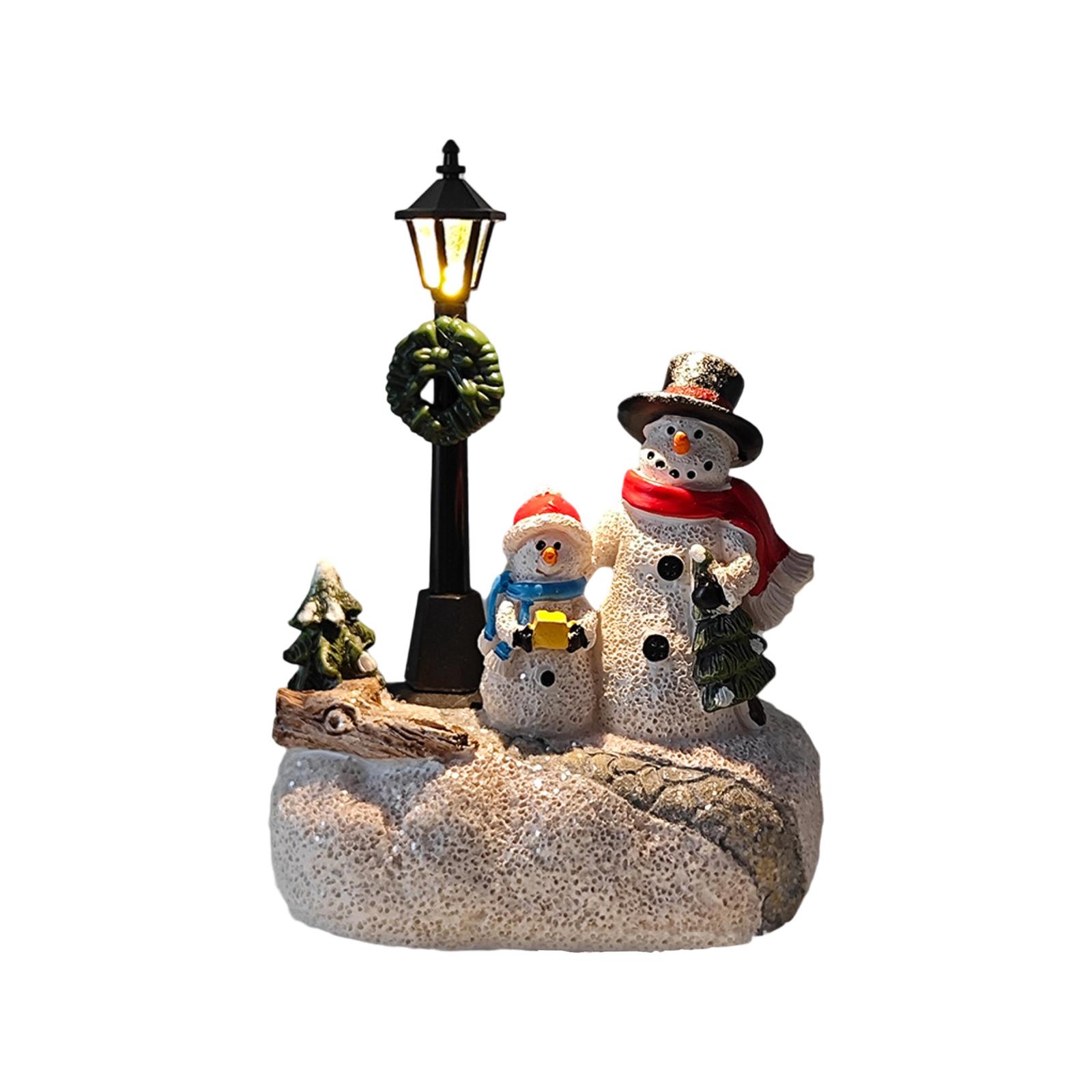 

Christmas Decorations Luminous Old Man Snowman Elk Desktop Ornaments Resin Crafts One Size