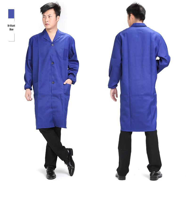 

Blue Long-Sleeved Smock: Durable Labor Protection Workwear for Spring and Autumn One Size