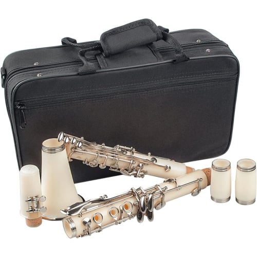 OXIZER Bb Clarinet Beginner Set, 17 Keys, ABS Resin, Pearl White Tuned, Nickel-Plated, Club-Friendly, Includes Reeds, Strap, and Hard Case, Pitch-Stab