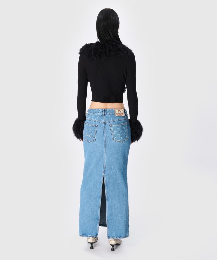MARINE SERRE (W) Moon Laser Denim Long Skirt Light Blue