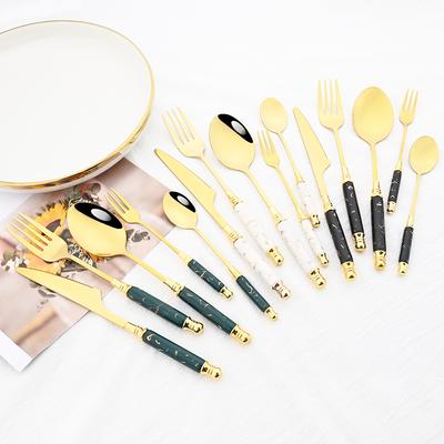 4/5 Pièces Imitation Céramique Vaisselle Couteau Créatif Cuillère À Café Fourchette Couverts En Acier Inoxydable Vaisselle Couverts De Cuisine