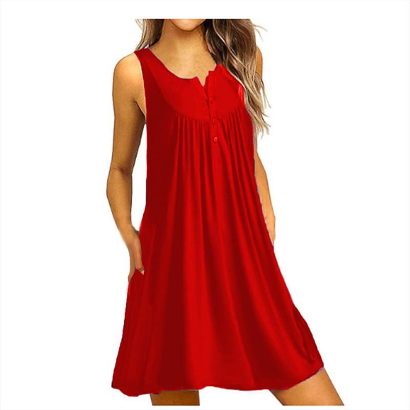 2026 Spring/Summer Women's Sleeveless Pleated Button-Up Vest Dress Pajamas