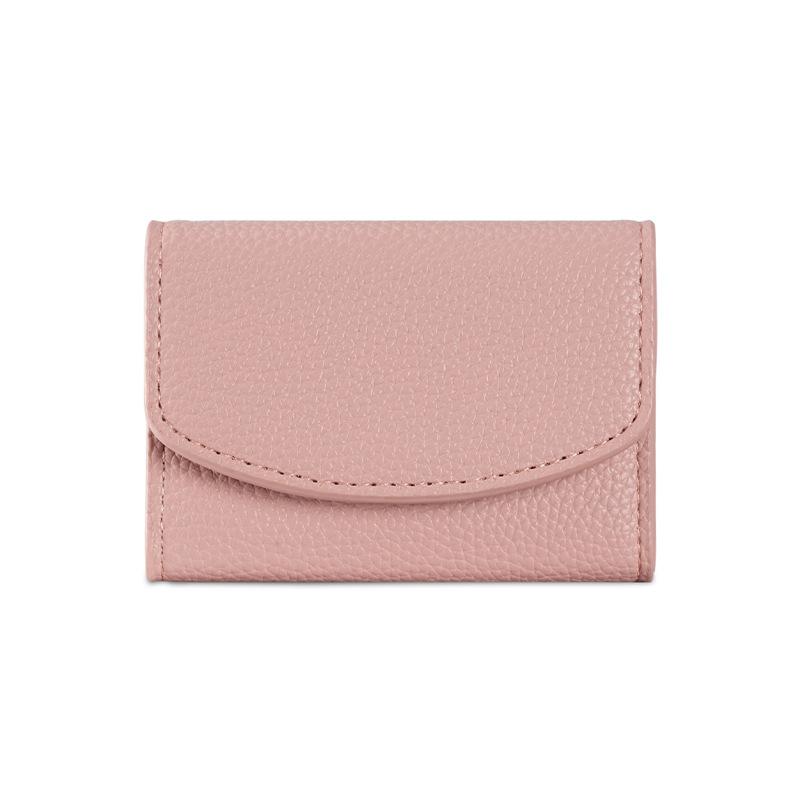 PU Japanese-style Short Three-fold Wallet Women's High-end Sense of Portable Coin Purse Fashion Buckle Wallet Large Capacity