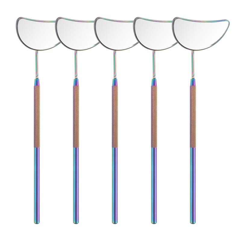 Crescent-shaped Stainless Steel Handheld Mirror for Eyelash Extensions