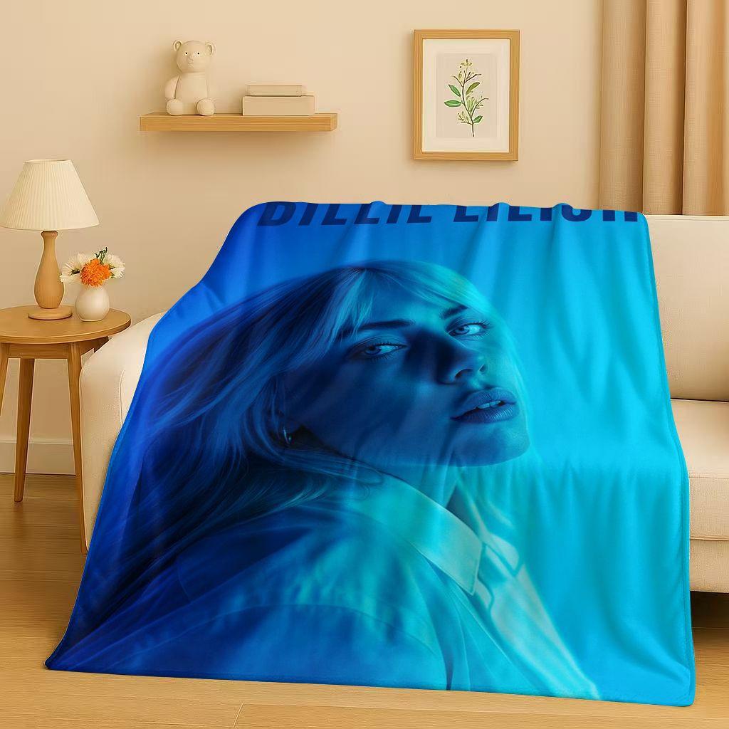3D Billie Eilish Hit Me Hard and Soft Singer Flannel Blanket,Ultra Soft Warm Plush Throw for Home Bedroom Bed Sofa Cover Kids