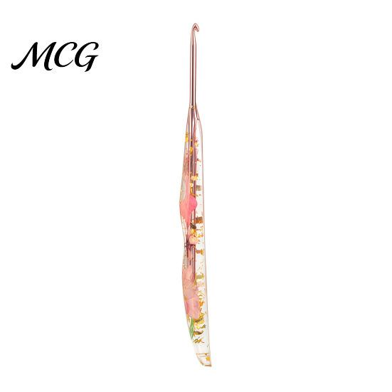 Artistic Crochet Hook Resin for Beginners, Crocheting Lovers, 2.0mm-8.0mm Ergonomic Gift Set with Long Floral Handle Blankets, Dolls, Shawls,