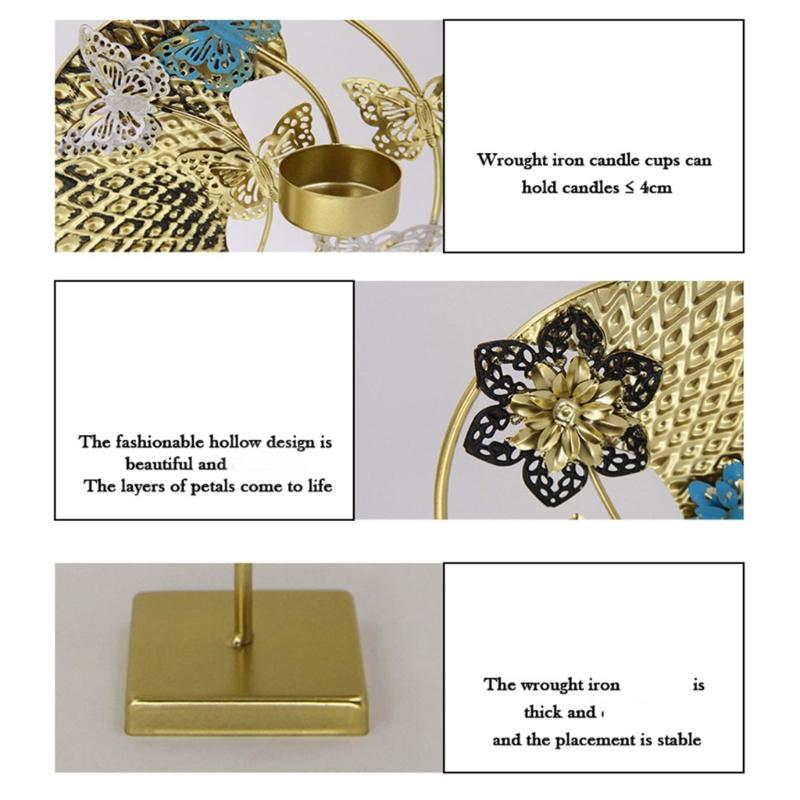 Iron Candle Holder Elegant Butterfly Candle Stand Candlestick Holder for Wedding Dining Tables Decorations