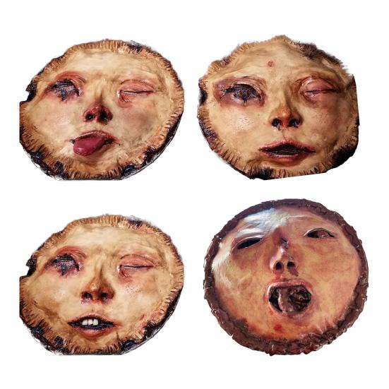 9-Inch Halloween People Pot Pie Realistic Reusable Haunted House Holiday Party Dinner Plate Latex Horror Face Pancake Decoration