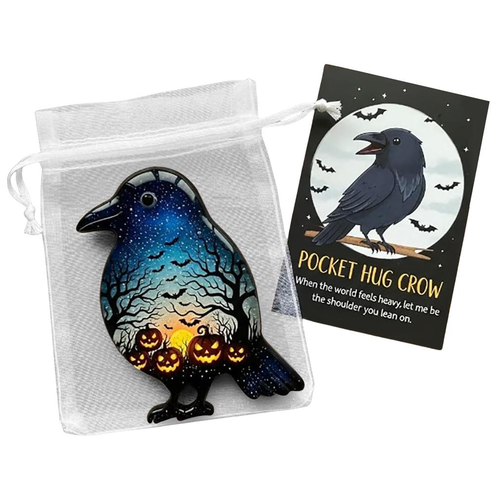 Pocket Hug Ghost Keepsake with Positive Cards Halloween Cute Ghost Acrylic Charm Set for Halloween Decorative Prop Children Gift