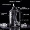 Large Capacity Water Bottle with Straw  & Strap Portable Handle BPA Free Eco-Friendly Perfect for Outdoor Sports and Fitness