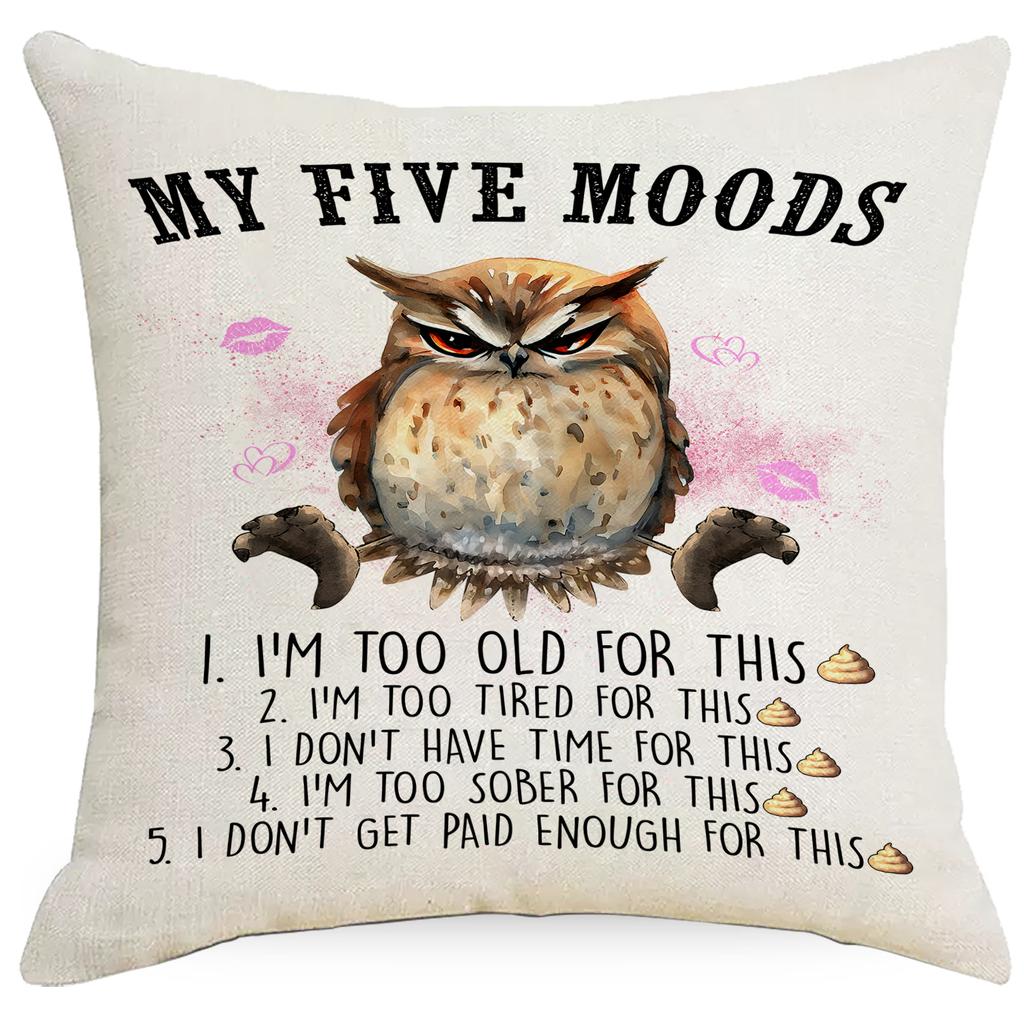 Funny Cat Animal Linen Printed Pillowcase Home Sofa Cushion Pillowcase Decoration