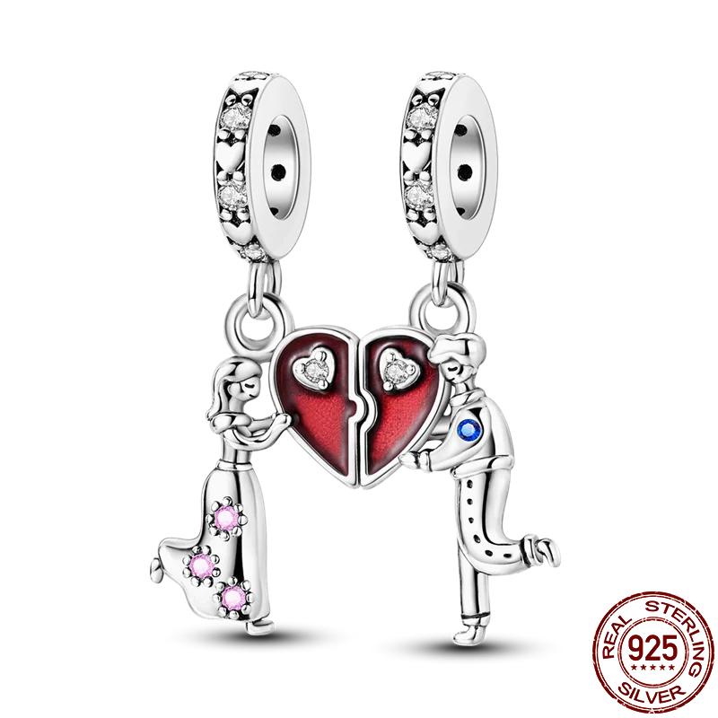 Copper Couple Lovers Sisters The Swing Pendant Charms Fit Original Bracelet Diy Bead Women Jewelry Gift