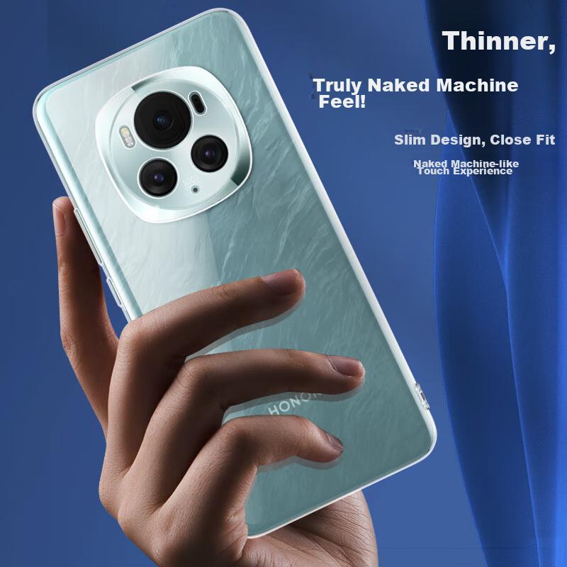 Freeson Phone Case for Honor Magic6 Pro, Slim Full Protection Shockproof Clear TPU Soft (With Ring Holder And Lanyard), Transparent