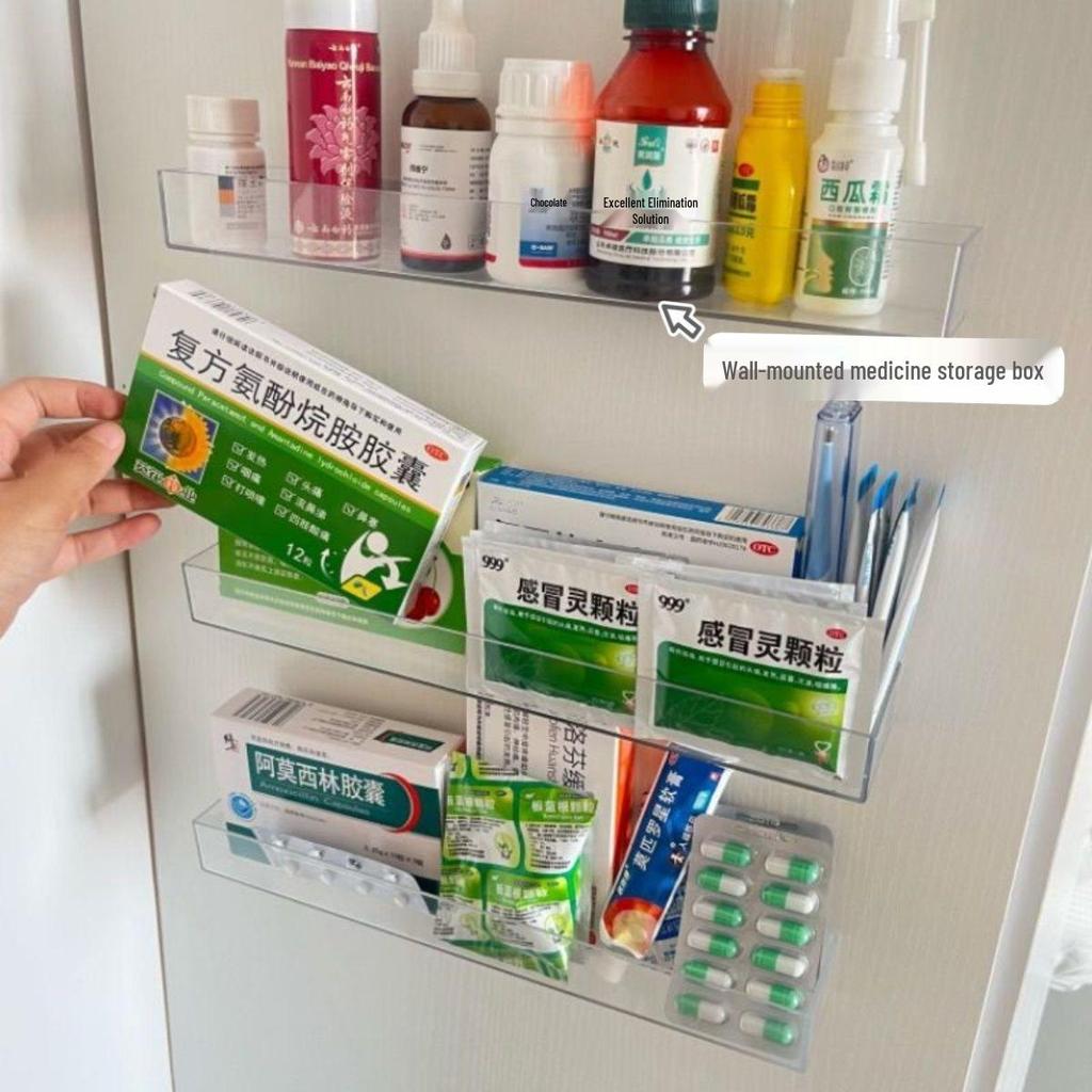 Transparente Wandmontierte Mehrschichtige Aufbewahrungsbox & Regal für Medikamente