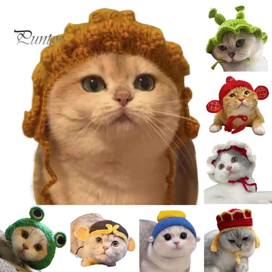 Chihuahua Knit Beanie Knitted Pet Hat Handmade Crochet Frog God of Wealth Costume Dog Cap Accessory Winter Warm for Small Cats Dogs Animal Headgear