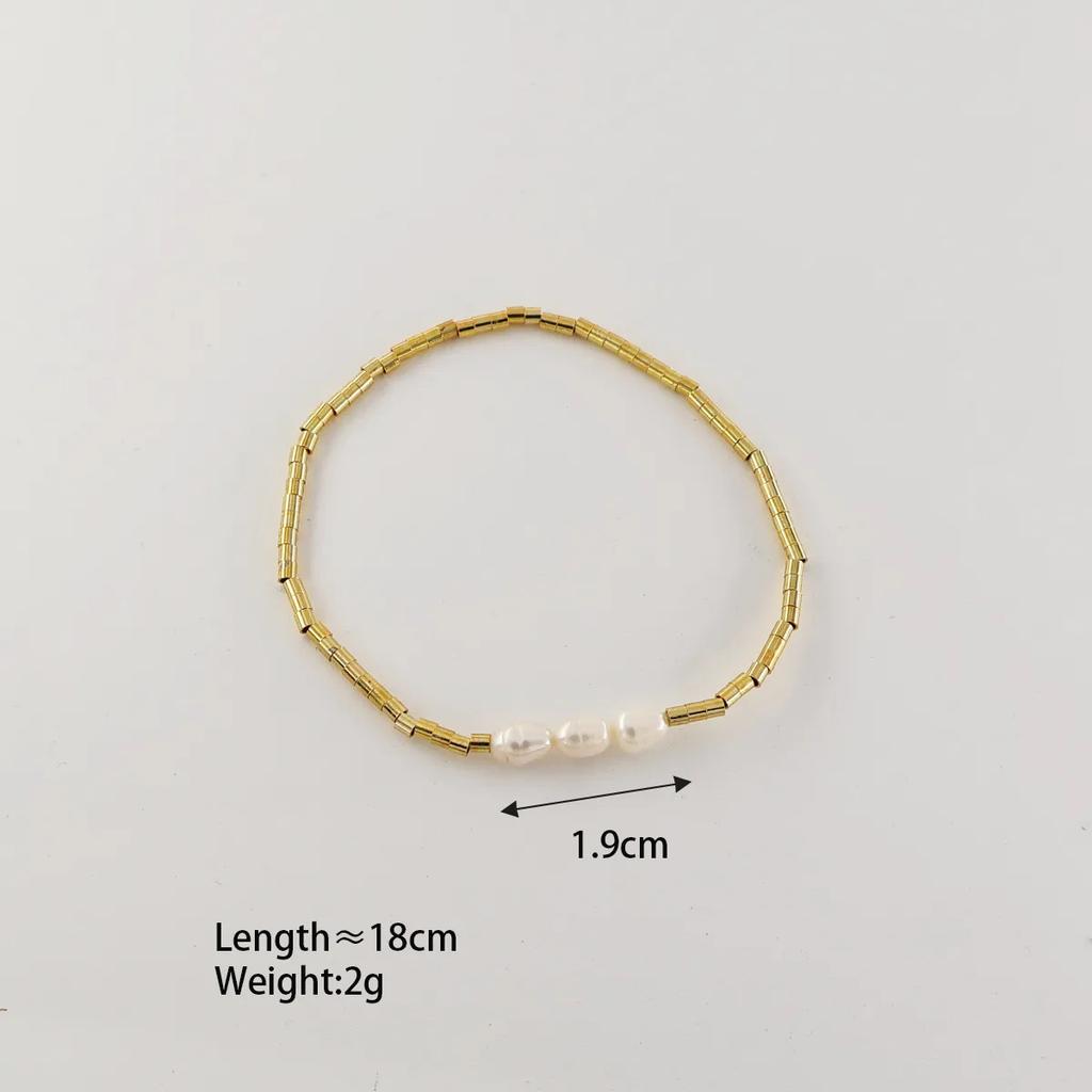 Woven Natural Freshwater Pearl Bracelet Baroque Pearl Beaded Ring Set Color Retaining Jewelry Women