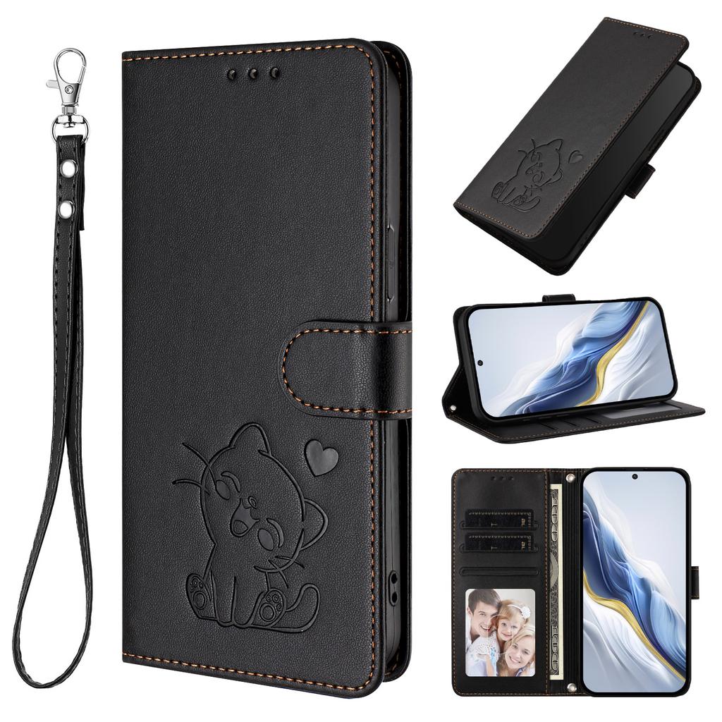 For Xiaomi Redmi K90 Pro Max 5G Wallet Case with Wrist Strap Love Cat Pattern Imprint Leather Phone Cover