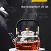 Japanese-Style Handmade High-Temperature Resistant Glass Teapot with Large Bamboo Handle for Brewing