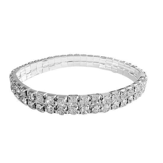 1 Set Damen Schmuckset Luxuriös Elegant Glänzend Voll Strassbesetzt Funkelnd Aufmachung Geschenk Einfache Braut Halskette Armband