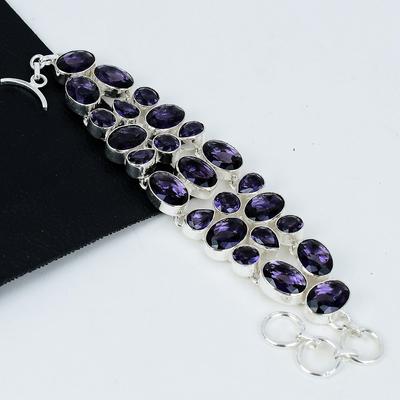 Braccialetto delicato in ametista, pietra preziosa in ametista, gioielli fatti a mano in ametista, bracciale color viola, regalo per lei, gioielli di Halloween