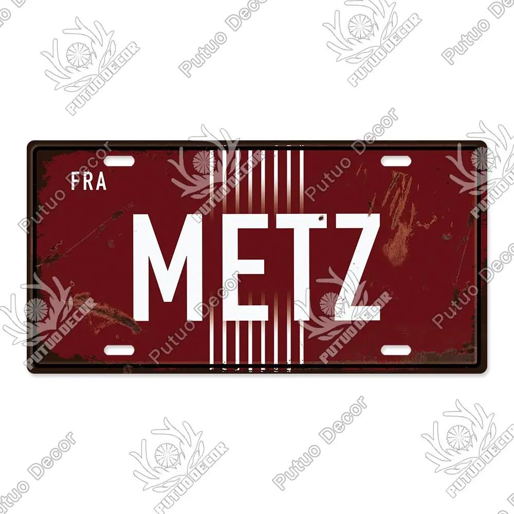 Putuo Decor French City Metal Sign Licenses Plate Plaque Metal Vintage Tin Sign Decor Bar Pub Man Cave Club Decoration