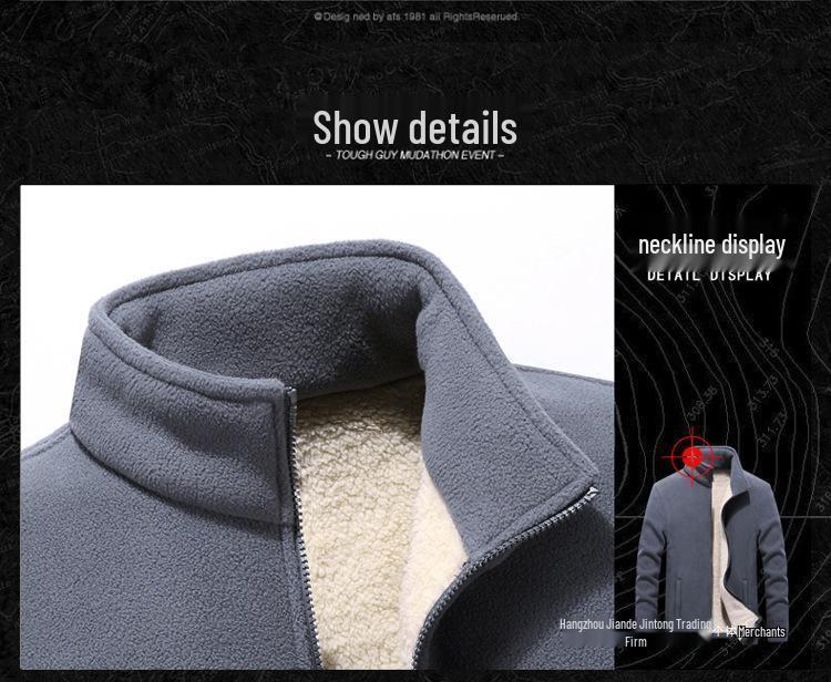Plus Size Velvet Lined Hoodie for Men - Thick and Warm Lamb Fleece Sports Jacket for Autumn/Winter